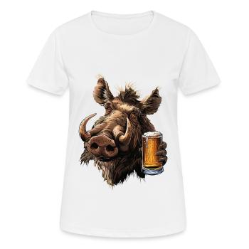 Warzenschwein Bier - Frauen T-Shirt atmungsaktiv - Weiß - Vorne - AI Model Female 172 dark (172cm)