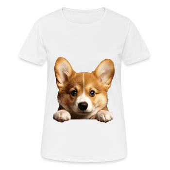 Welsh Corgi Pembroke - Frauen T-Shirt atmungsaktiv - Weiß - Vorne - AI Model Female 172 dark (172cm)