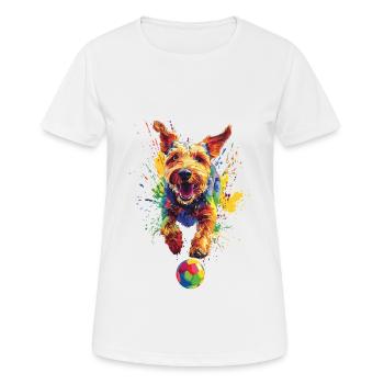 Airedale Terrier - Frauen T-Shirt atmungsaktiv - Weiß - Vorne - AI Model Female 172 dark (172cm)