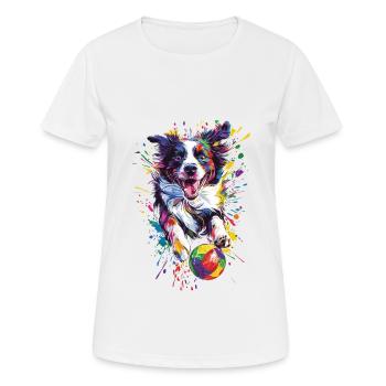 Border Collie - Frauen T-Shirt atmungsaktiv - Weiß - Vorne - AI Model Female 172 dark (172cm)