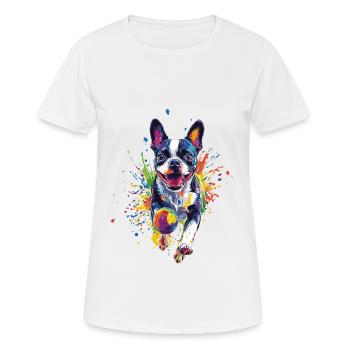 Boston Terrier - Frauen T-Shirt atmungsaktiv - Weiß - Vorne - AI Model Female 172 dark (172cm)