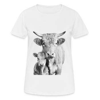 Hochlandrind - Frauen T-Shirt atmungsaktiv - Weiß - Vorne - AI Model Female 172 dark (172cm)