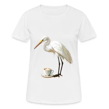 Reiher Vogel Kaffee - Frauen T-Shirt atmungsaktiv - Weiß - Vorne - AI Model Female 172 dark (172cm)