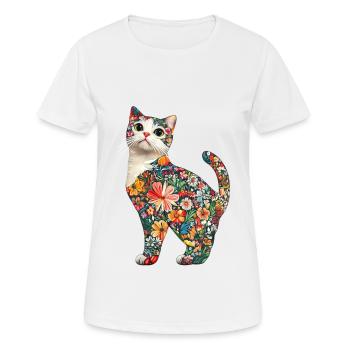 Schottische Faltohrkatze - Frauen T-Shirt atmungsaktiv - Weiß - Vorne - AI Model Female 172 dark (172cm)