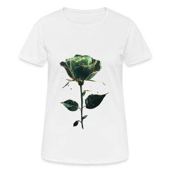 Grüne Rose - Frauen T-Shirt atmungsaktiv - Weiß - Vorne - AI Model Female 172 dark (172cm)