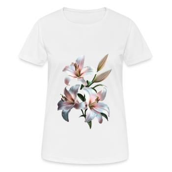 Lilie - Frauen T-Shirt atmungsaktiv - Weiß - Vorne - AI Model Female 172 dark (172cm)