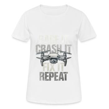 Drone - Frauen T-Shirt atmungsaktiv - Weiß - Vorne - AI Model Female 172 dark (172cm)