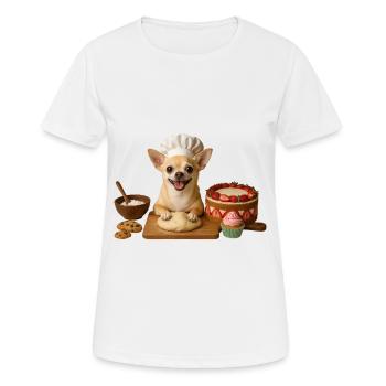 Chihuahua Baking Cake Cookies - Women's Breathable T-Shirt - white - Front - AI Model Female 172 dark (172cm)
