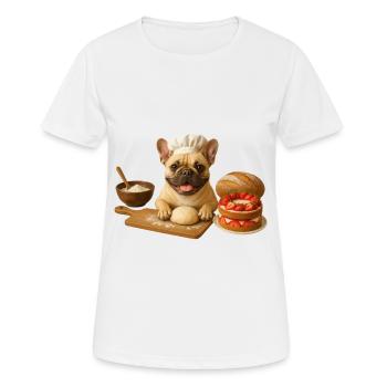 French Bulldog Baking Cake Cookies - Women's Breathable T-Shirt - white - Front - AI Model Female 172 dark (172cm)