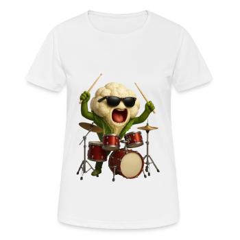 Blumenkohl Schlagzeug - Frauen T-Shirt atmungsaktiv - Weiß - Vorne - AI Model Female 172 dark (172cm)