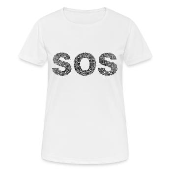SOS! Mit dem Wort "Help" geschrieben - Frauen T-Shirt atmungsaktiv - Weiß - Vorne - AI Model Female 172 dark (172cm)