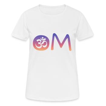 Om - Frauen T-Shirt atmungsaktiv - Weiß - Vorne - AI Model Female 172 dark (172cm)