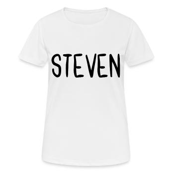 Steven Custom Name Font Text Birthday - Women's Breathable T-Shirt - white - Front - AI Model Female 172 dark (172cm)