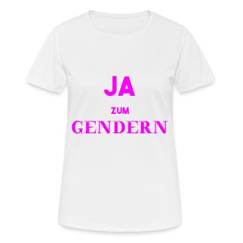 Ja zum Gendern Geschenkidee Pro Gendern Feminismus - Frauen T-Shirt atmungsaktiv - Weiß - Vorne - AI Model Female 172 dark (172cm)