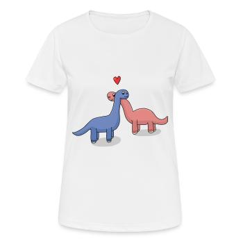 Long neck dinosaur pair - Women's Breathable T-Shirt - white - Front - AI Model Female 172 dark (172cm)