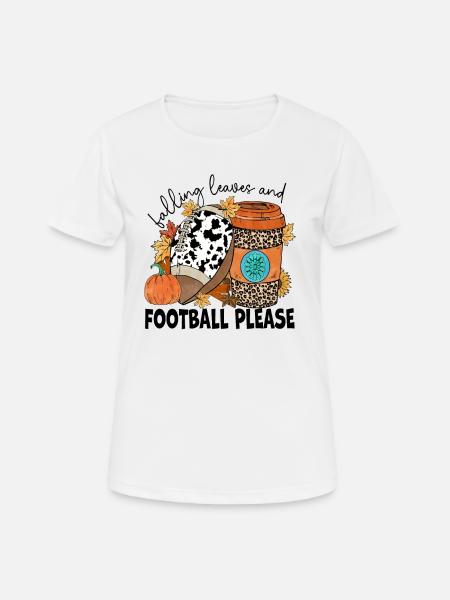 Fallende Blätter und Fußball bitte - Frauen T-Shirt atmungsaktiv - Weiß