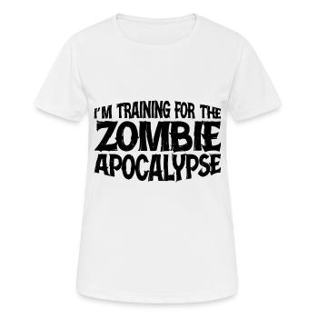 Je m’entraîne pour l’apocalypse zombie 14 - T-shirt respirant Femme - blanc - Devant - AI Model Female 172 dark (172cm)