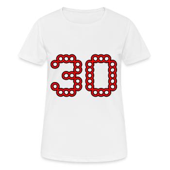 30. 30 YEARS. 30th ANNIVERSARY. 30 YEARS ANNIVERSARY. - Women's Breathable T-Shirt - white - Front - AI Model Female 172 dark (172cm)