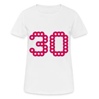 30. 30 YEARS. 30th ANNIVERSARY. 30 YEARS ANNIVERSARY. - Women's Breathable T-Shirt - white - Front - AI Model Female 172 dark (172cm)