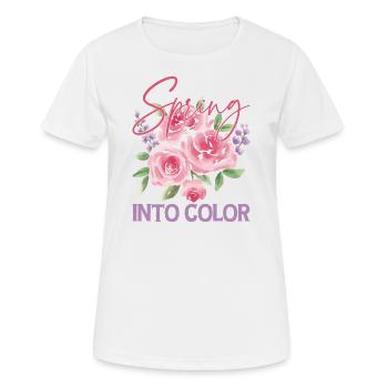 Spring Into Color - Frauen T-Shirt atmungsaktiv - Weiß - Vorne - AI Model Female 172 dark (172cm)