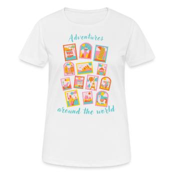 Aventures autour du monde - Timbres - T-shirt respirant Femme - blanc - Devant - AI Model Female 172 dark (172cm)