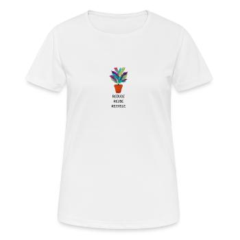 Reduce Reuse Recycle Klima retten - Frauen T-Shirt atmungsaktiv - Weiß - Vorne - AI Model Female 172 dark (172cm)