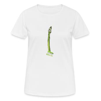 slim fit, sport, fitness, asperges, asperges vertes - T-shirt respirant Femme - blanc - Devant - AI Model Female 172 dark (172cm)