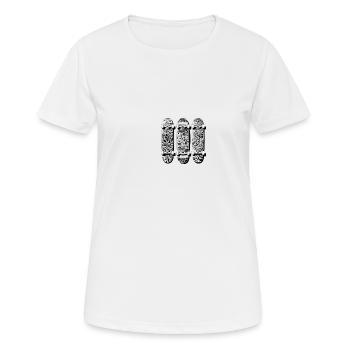 NeonSkateVibes Skateboards Black & White Edition - Frauen T-Shirt atmungsaktiv - Weiß - Vorne - AI Model Female 172 dark (172cm)