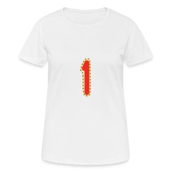 1. 1 AN. 1er ANNIVERSAIRE. ANNIVERSAIRE 1 AN - T-shirt respirant Femme - blanc - Devant - AI Model Female 172 dark (172cm)