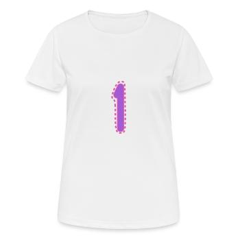 1. 1 AN. 1er ANNIVERSAIRE. ANNIVERSAIRE 1 AN - T-shirt respirant Femme - blanc - Devant - AI Model Female 172 dark (172cm)