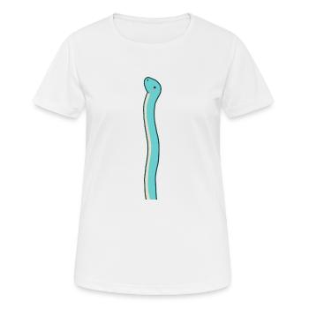 hugadino Dino mit laaangem Hals, süßer Dinosaurier - Frauen T-Shirt atmungsaktiv - Weiß - Vorne - AI Model Female 172 dark (172cm)