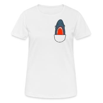 Hai in der Tasche I Haifisch am Strand Sommer - Frauen T-Shirt atmungsaktiv - Weiß - Vorne - AI Model Female 172 dark (172cm)