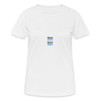 Motorradfahrer Spruch "2 Räder bewegen die Seele" - Frauen T-Shirt atmungsaktiv - Weiß - Vorne - AI Model Female 172 dark (172cm)
