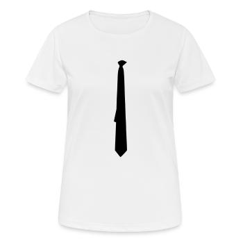 Krawatte lässig - Frauen T-Shirt atmungsaktiv - Weiß - Vorne - AI Model Female 172 dark (172cm)