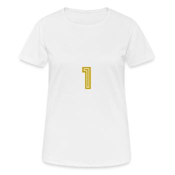 1. 1 AN. 1er ANNIVERSAIRE. ANNIVERSAIRE 1 AN - T-shirt respirant Femme - blanc - Devant - AI Model Female 172 dark (172cm)