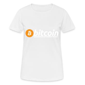 logo Bitcoin avec titre d'appel blanc - T-shirt respirant Femme - blanc - Devant - AI Model Female 172 dark (172cm)