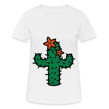 Kaktus mit Blüten cactus with blossoms - Frauen T-Shirt atmungsaktiv - Weiß - Vorne - AI Model Female 172 dark (172cm)