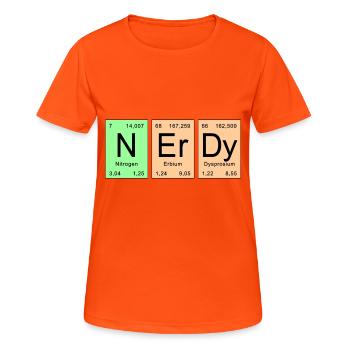 Tableau périodique - NErDy - T-shirt respirant Femme - orange néon - Devant - AI Model Female 172 dark (172cm)