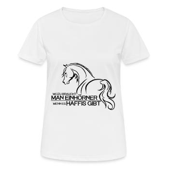 Pferde Haflinger Einhörner Reiterin Geschenkidee - Frauen T-Shirt atmungsaktiv - Weiß - Vorne - AI Model Female 172 dark (172cm)