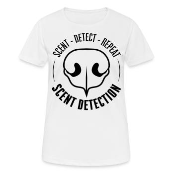 SCENT DETECTION Hundetraining Hunde Suchhunde - Frauen T-Shirt atmungsaktiv - Weiß - Vorne - AI Model Female 172 dark (172cm)