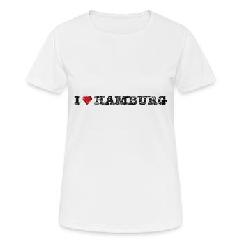 ilove_hamburg_quer - Women's Breathable T-Shirt - white - Front - AI Model Female 172 dark (172cm)