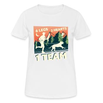Dogtrekking, Wandern mit Hund, Hundesport Outdoor - Frauen T-Shirt atmungsaktiv - Weiß - Vorne - AI Model Female 172 dark (172cm)