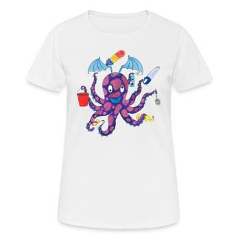 Haushalt- Kraken Tintenfisch Oktopus - Frauen T-Shirt atmungsaktiv - Weiß - Vorne - AI Model Female 172 dark (172cm)