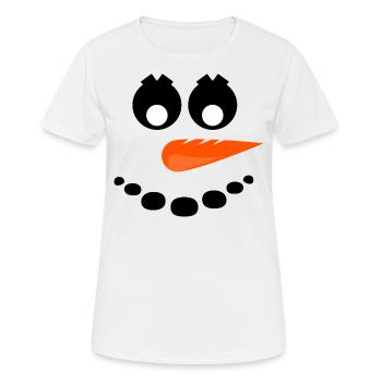 Schneemanngesicht mit Kulleraugen und Möhrennase - Frauen T-Shirt atmungsaktiv - Weiß - Vorne - AI Model Female 172 dark (172cm)