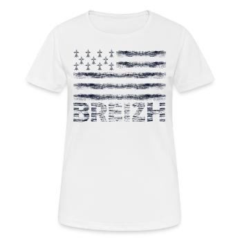 Vintage Bretonische Flagge, BZH, Breizh, Bretagne - Frauen T-Shirt atmungsaktiv - Weiß - Vorne - AI Model Female 172 dark (172cm)