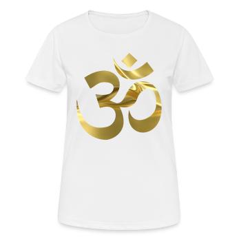 OM - Frauen T-Shirt atmungsaktiv - Weiß - Vorne - AI Model Female 172 dark (172cm)