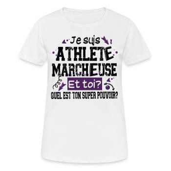 Athlète Marcheuse Championne Sport Cadeau Humour - T-shirt respirant Femme - blanc - Devant - AI Model Female 172 dark (172cm)