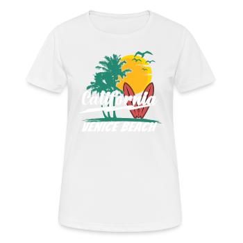 Années 70 années 80 dans la ville californienne de Venice Beach - T-shirt respirant Femme - blanc - Devant - AI Model Female 172 dark (172cm)