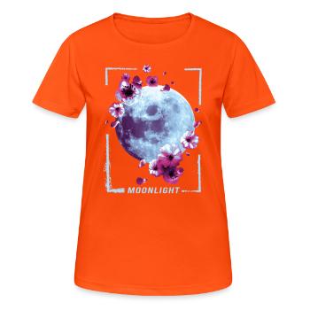 Mondschein Japanische Malerei Retro-grafik - Frauen T-Shirt atmungsaktiv - Neonorange - Vorne - AI Model Female 172 dark (172cm)