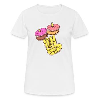 Skeletal hand with Donat - Women's Breathable T-Shirt - white - Front - AI Model Female 172 dark (172cm)